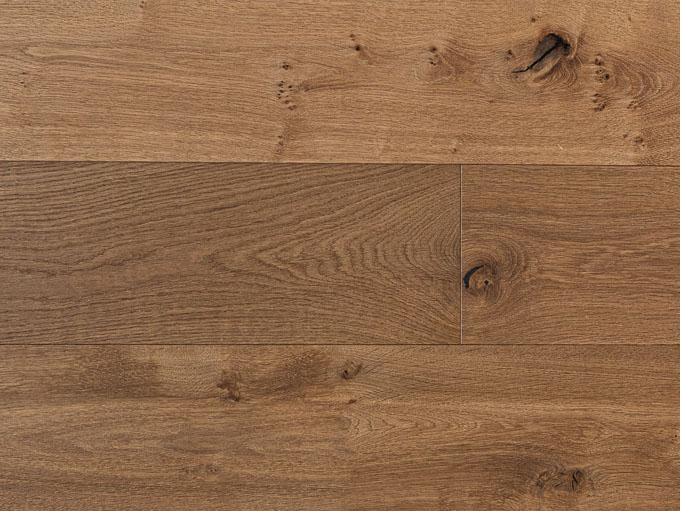 Contemporary kitchen with Rustic NEUE Shannon character grade engineered European white oak wood floors