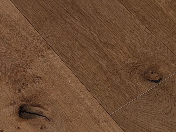 Contemporary kitchen with Rustic NEUE Shannon character grade engineered European white oak wood floors